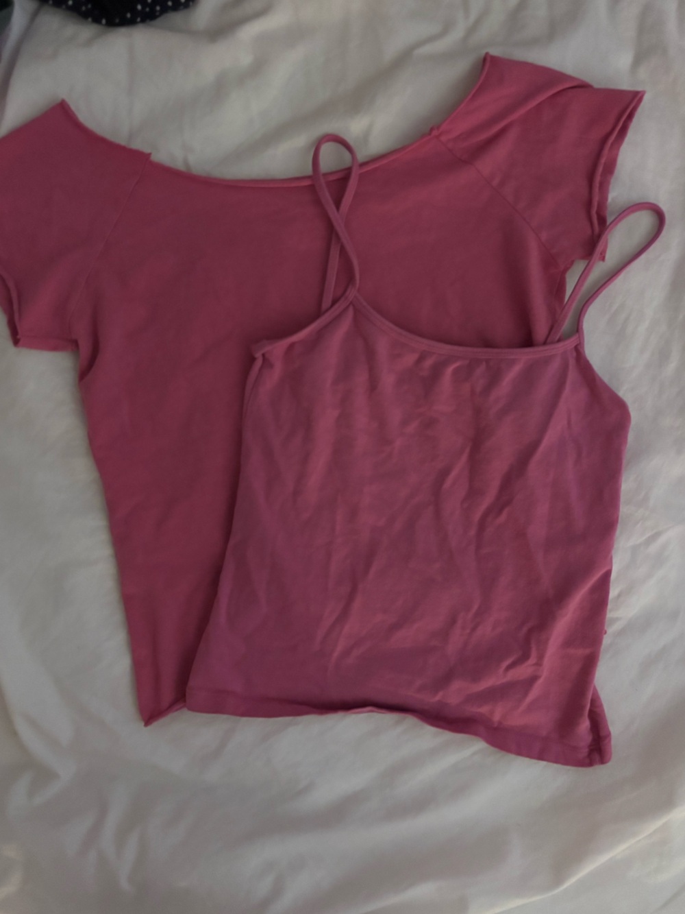 BUNDLE Brandy Melville Pink Off The Shoulder Tee and Spaghetti Strap Tank Set